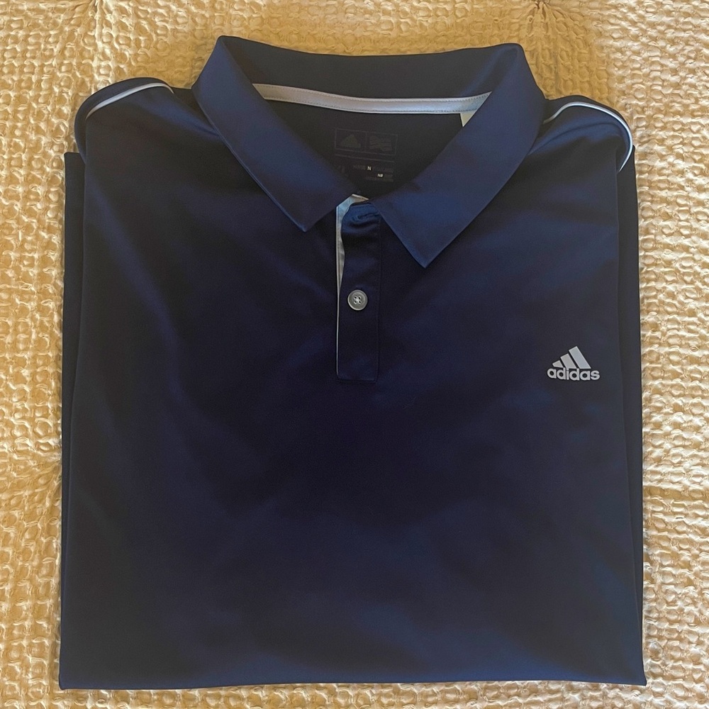 Adidas Navy Blue XL Men’s Polo with Gray Accents
